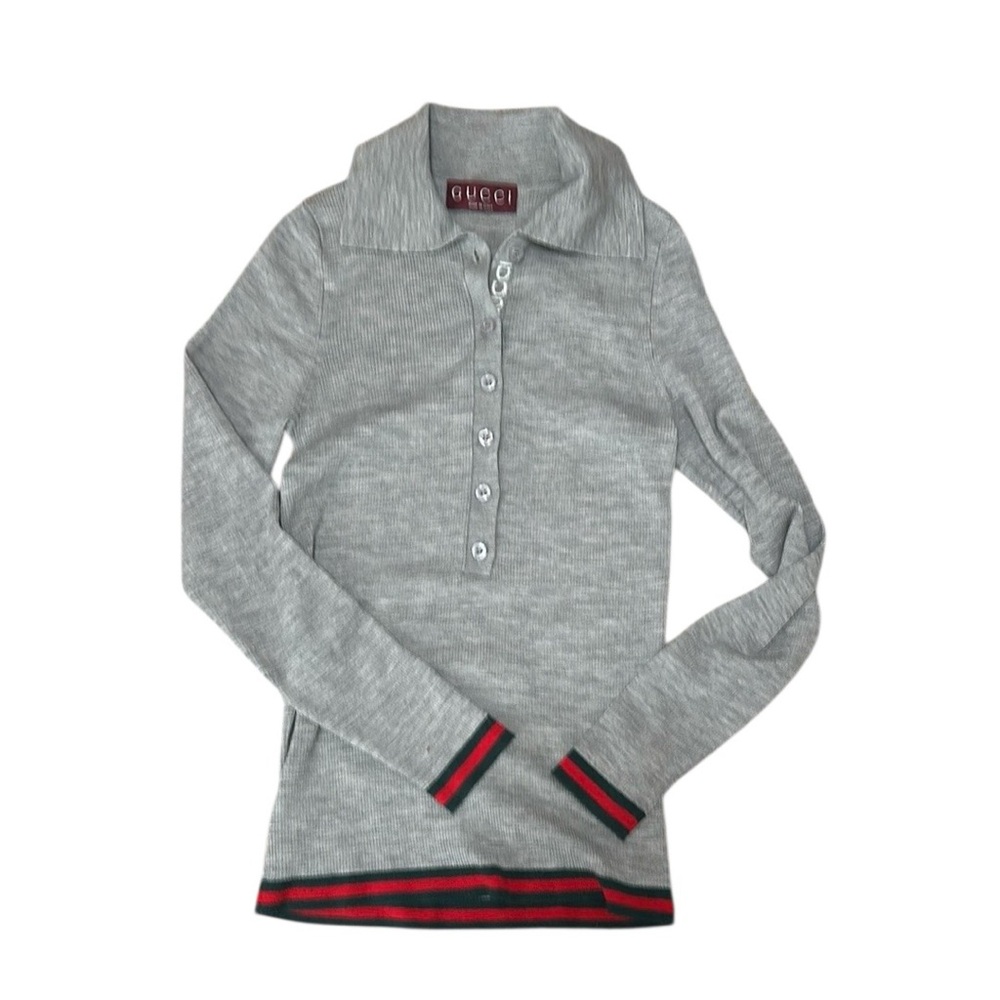 Gucci Cashmere and silk polo top with Web